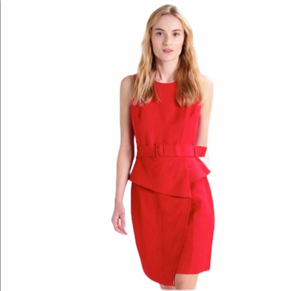 Banana Republic Red Asymmetrical Peplum Dress